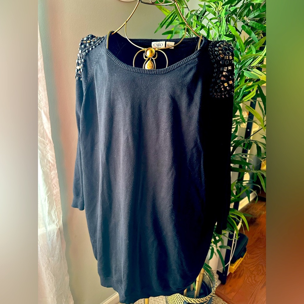 Cato Embellished shoulder black sweater
